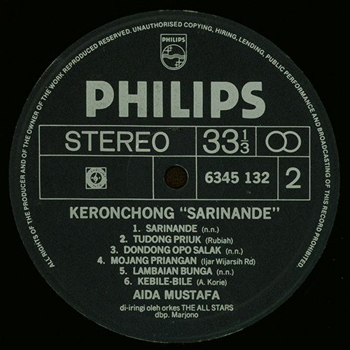 洋楽 Aida Mustafa Keronchong Sarinande LP Aida Mustafa – Sarinande – Vinyl (LP, Album), [r9359542
